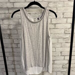 Jennifer Lopez Embellished Gray and White Tank Top